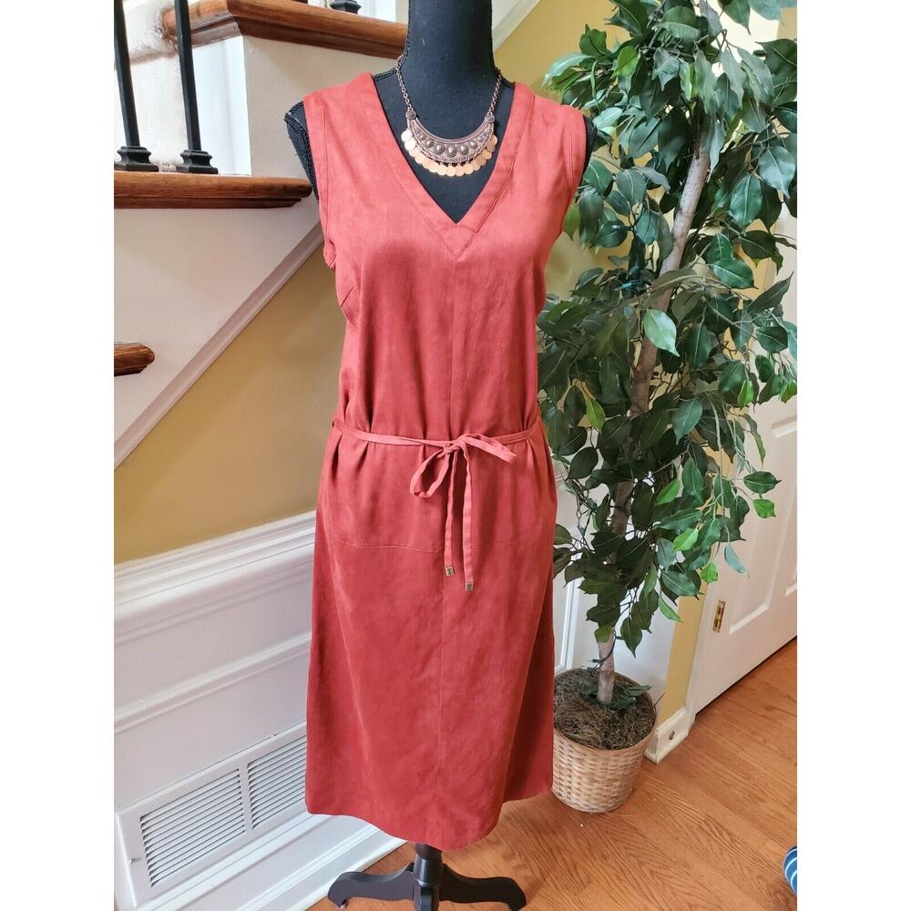 Talbots Suede Sleeveless Dress with Tie Size 6